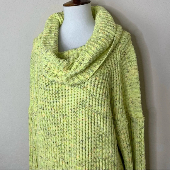 Free People Leo Tunic Cowl-Neck Yellow Confetti Knit Sweater - Picture 9 of 16